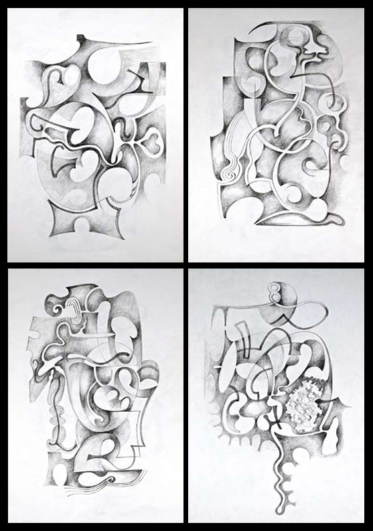 untitled pencil drawings x 4